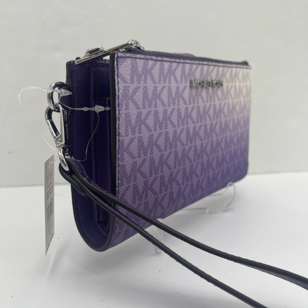 MICHAEL KORS Jet Set Lg Ombré Sign Logo Double Zip Wristlet Phone 
Dark Purple - Picture 15 of 16